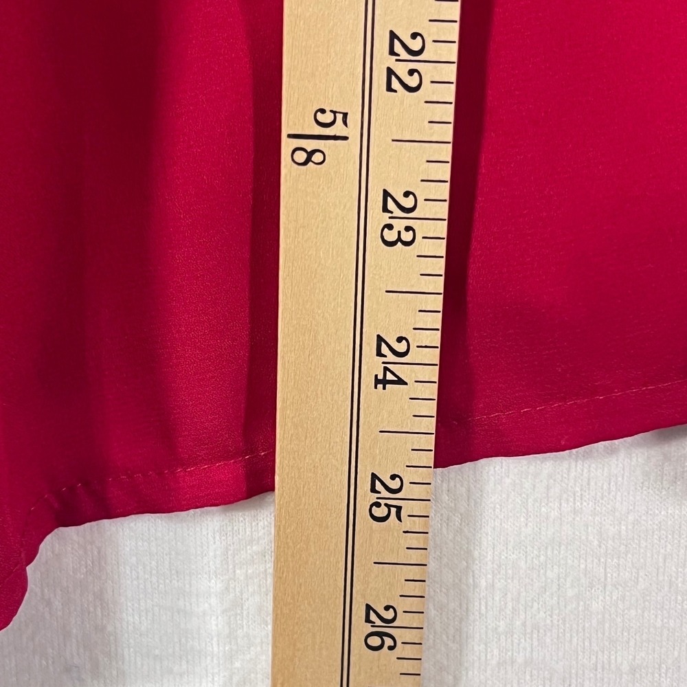 Womens Red Romantic Whimsical Flowy Date Night Cold Shoulder Keyhole Blouse L - Picture 4 of 8